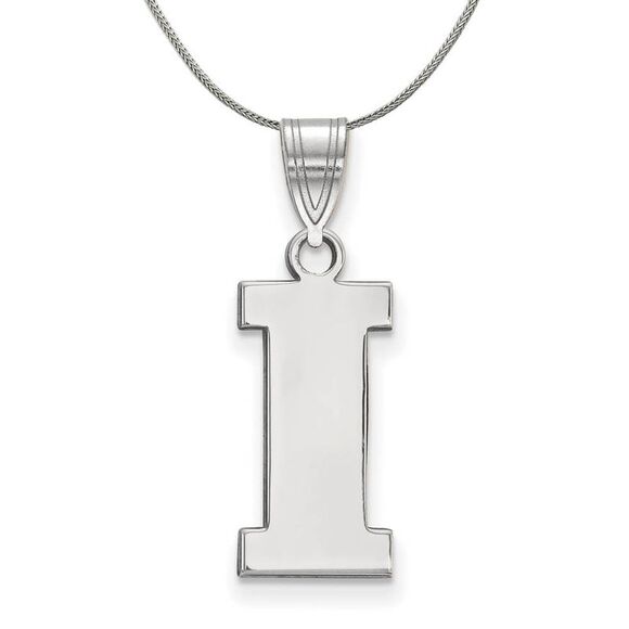 Sterling Silver U. of Iowa Medium Initial I Necklace - 24 Inch